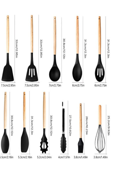 OEM Stainless steel knife set, includes silicone cooking utensils in holder 19 pieces, Black