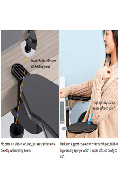 OEM Desk elbow support, 90° foldable extension, 180° rotation, aluminum, without perforation, black