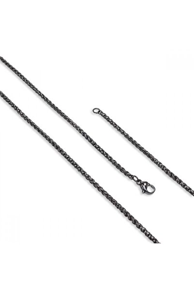 AKSESUARIM Men's Black Color Steel Necklace 2.5mm