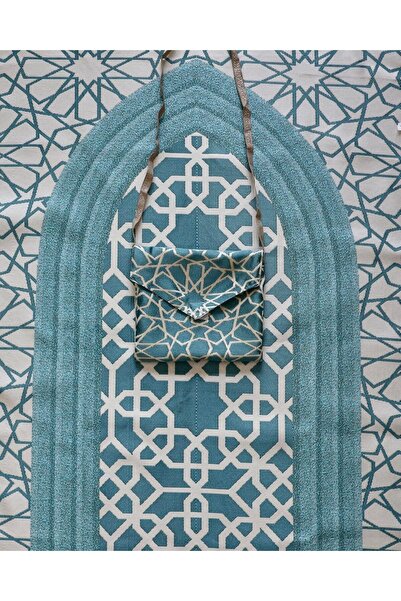 Generic Mini Pocket Portable Travel Prayer Bag Foldable Islamic Mat Sajadah (Turquoise)