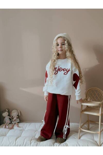 Jolly Kids Girl's Enjoy Winter Set with Bow Detail Sweatshirt