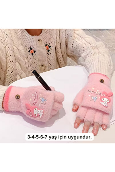 darko Melodi Kuromi Sanrio Kışlık Parmaksız Kız Çocuk Eldiven Sıcak Tutan Yum...