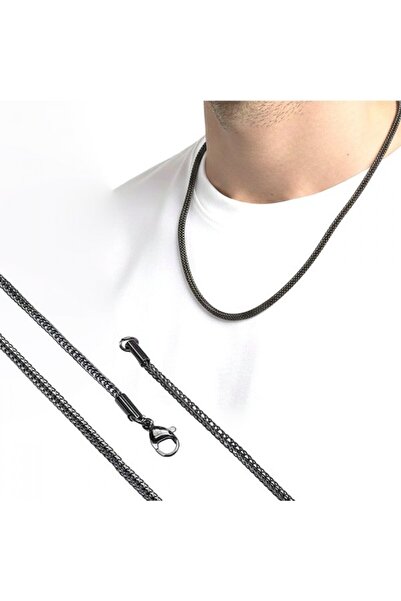 AKSESUARIM Men's Snake Chain Model Steel Necklace 2mm