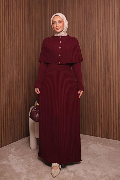 Mogi Butik Women's Tight Knitted Cape Sweater Hijab Dress Std Size 3139