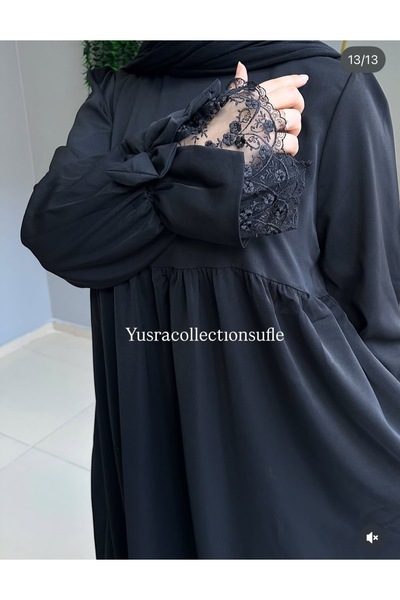Yüsra Collection Erva Abaya and Shaded Soufflé 2-Piece Set