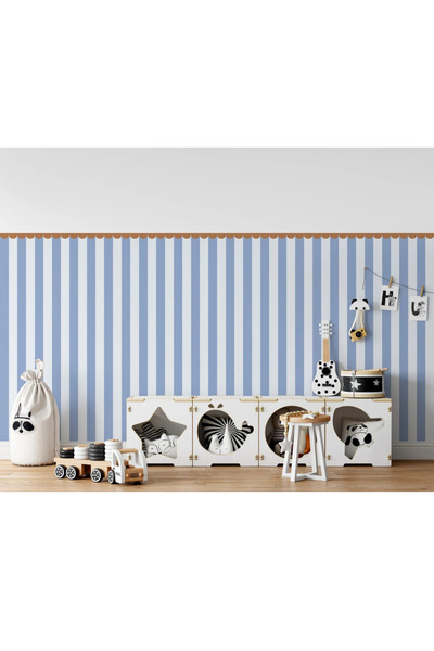 ReklamX Striped Wall Stickers for Children's Room -, Modern Playroom Foil Print-Retro