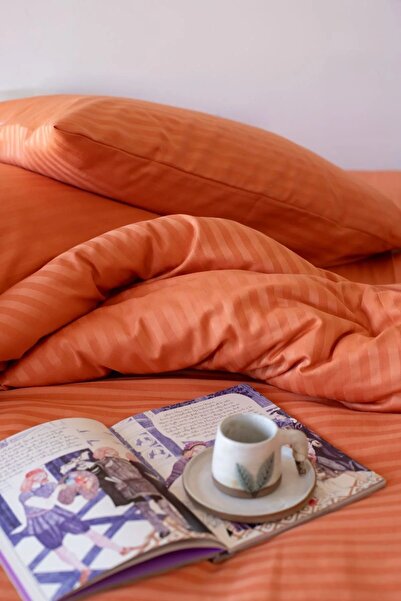 FAMİLYA COLLECTİON 5-Star Luxury Hotel Type Battal Striped Satin Duvet Cover ...