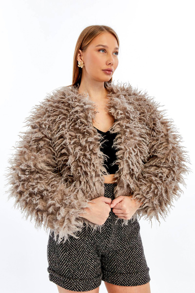 kear bunner Kıvırcık Suni Kürk Ceket