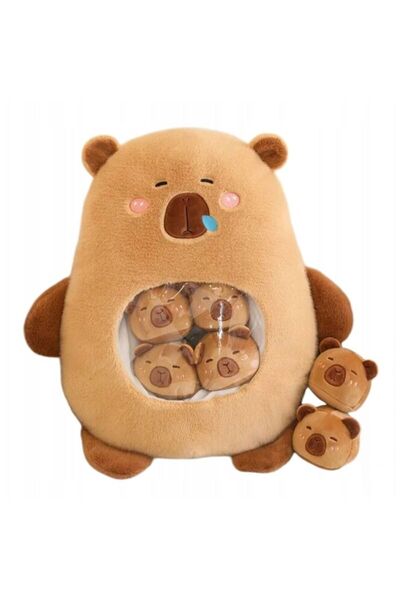 OEM Capybara plush bear, 50 cm, brown color, set of 6 small plushes