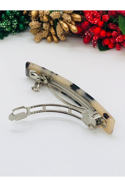 İnDerin Leopard Patterned Acrylic Automatic Buckle Medium Size 7 cm