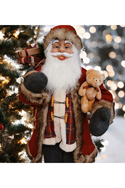 Kokoş Parti Yılbaşı Büyük Boy Çuvallı ve Ayıcıklı Noel Baba Dekoru • Kürklü N...