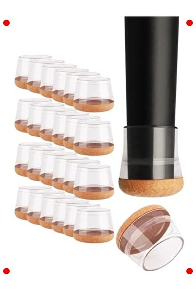 Genel Markalar 24 Adet Şeffaf Silikon Keçeli Yuvarlak Sandalye Pabucu