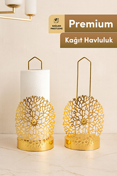 Mutfiko Altın Renk Lüks Metal Kağıt Havluluk – Dekoratif Mutfak Havlu Tutucu ...