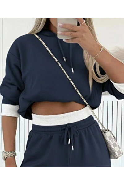 HAZEGO Women's Long Sleeve Hooded Viscose Two Thread Smoked Blouse and Pants Two Piece Set