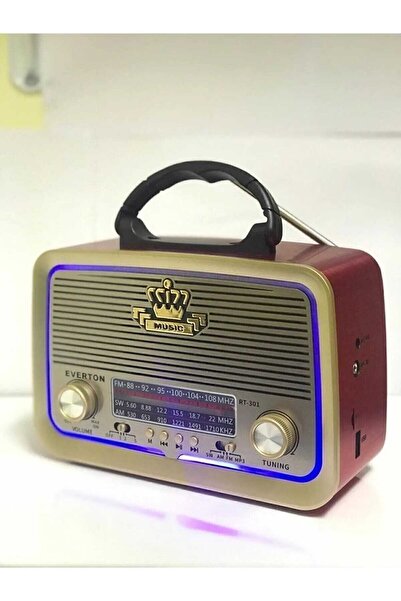 Universal Everton RT-301 Retro Radyo FM/AM/SW 3 Bant | Bluetooth | USB & TF Müzik Çalar | Şarjlı 18650 Batarya