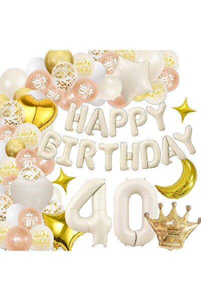 OEM Birthday balloons, 40 years old, white gold, giant foil balloon with the number 40