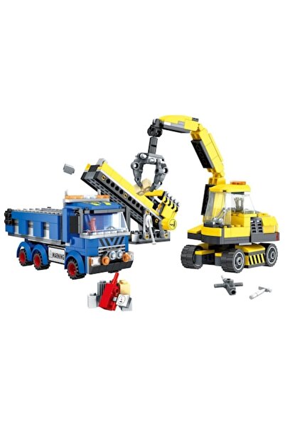 SHOPIENS Blocuri de construcție – Set vehicule de construcții, 502 piese (cam...