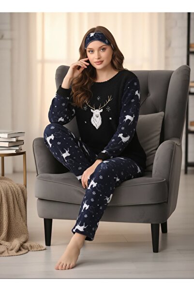 alpotekno Lacivert Polar Kadın Pijama Takımı – Kışlık Sıcak Tutan Yumuşak Kum...
