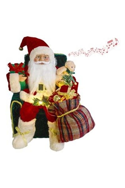 Craciun Realistic Santa Claus Figurine in Armchair with Gifts Sound & LED 27x30x40cm