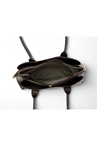 Rivina Luki Women's Modern Zippered Three-Compartment Handbag and Shoulder Bag