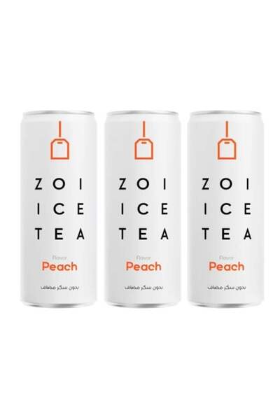 Zoi Ice Tea شاي مثلج بنكهة الخوخ بدون إضافة سكر من زوي - 3 عبوات × 320 مل