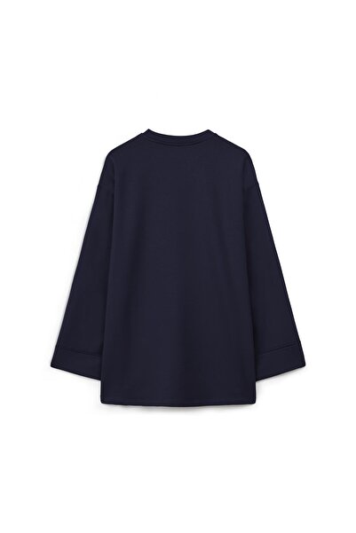 praye Layered sleeve sweat navy blue