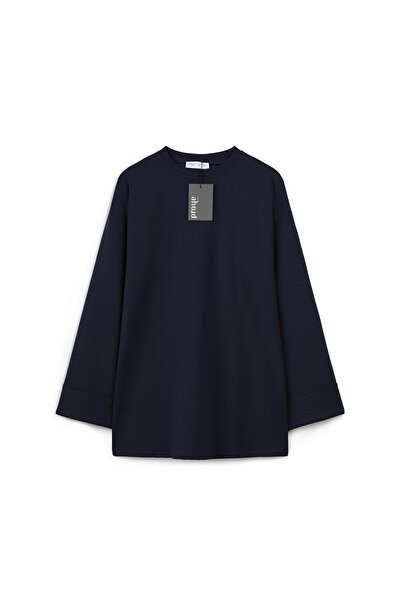 praye Layered sleeve sweat navy blue