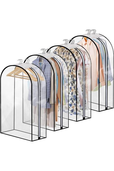 Yıldızan trendzoom Çoklu Elbise Abiye Takım Kıyafet Kılıfı 60x100 cm | Transparan Şeffaf Pvc Gamboç | Uzun El