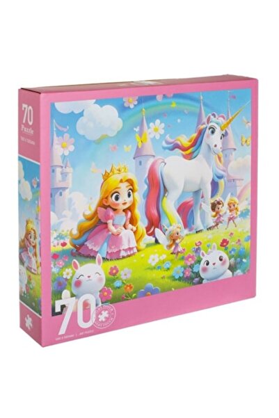 OEM Puzzle rotund Prințesă cu unicorn (70 de piese)