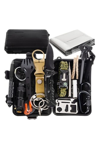 Beardshop Τουριστικό/επιβίωσης κιτ Trizand, πολυλειτουργικό, 32 τεμάχια, με θήκη, 8x11x5 cm