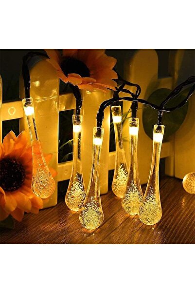 Generic LED Solar String Lights - Crystal Raindrop Shape - IP65 Waterproof for Gardens and Outdoor Seating