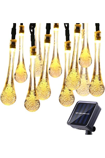 Generic LED Solar String Lights - Crystal Raindrop Shape - IP65 Waterproof for Gardens and Outdoor Seating