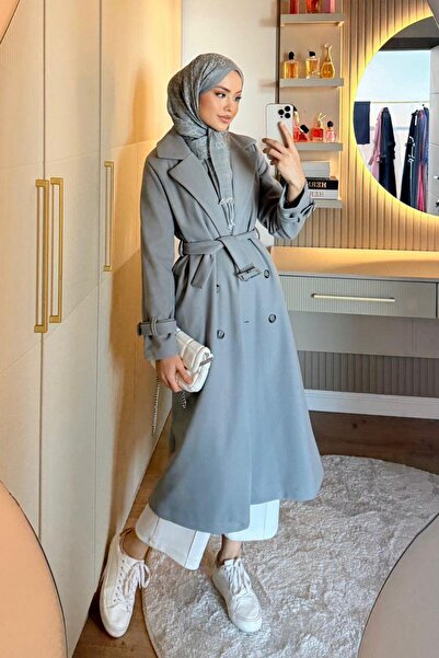 Hazamoda Neva Belted Coat Gray