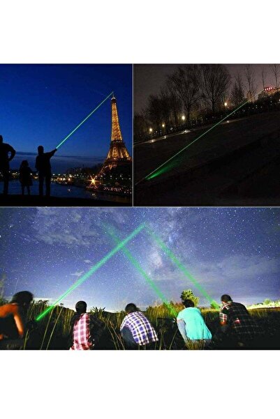 Generic Professional long-range green laser pointer with a range of up to 5 km - rechargeable with battery, charger, and safety key