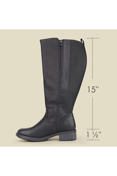 BOOTSLAND Women's Extra Wide Calf Knee High Boots with Side Zipper and Stretch Panel 40EU