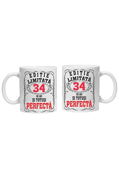 CRD PRINT Personalized mug with text "limited edition - perfect", 34 years, 330 ml, white