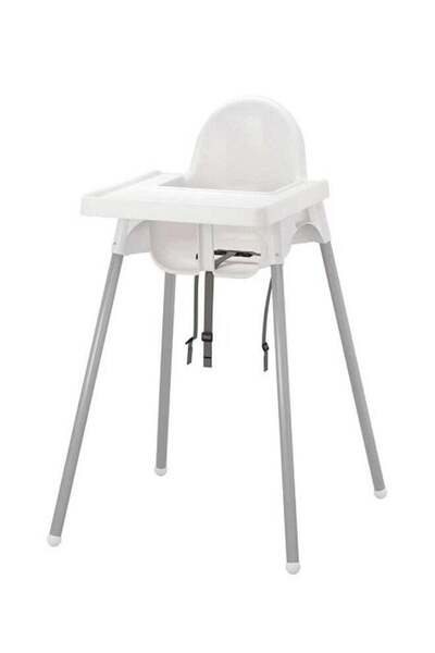 Generic Children's Dining Table And Chair, Adjustable Height, With Seat Belt, White