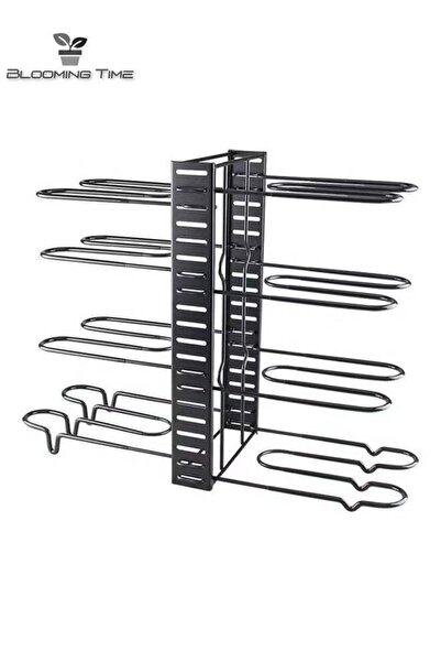 BLOOMING TIME 8-Tier Adjustable Pots and Pans Rack Organizer, Black 40.8x26.4...
