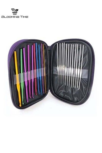 BLOOMING TIME 22-Piece Crochet and Knitting Hook Set with Pouch