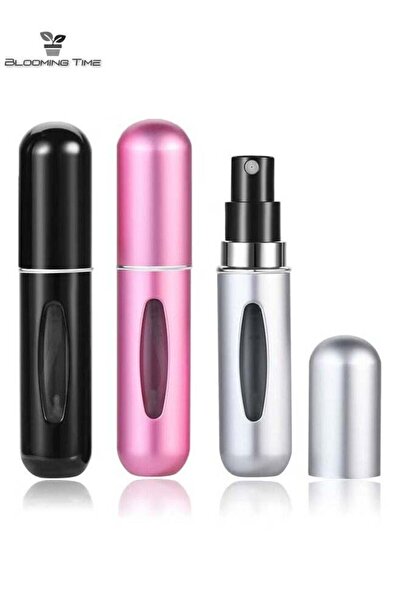 BLOOMING TIME 3 Piece Perfume Bottles, 6ML Mini Travel Pack, Black/Silver/Pink