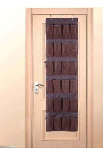 RollsTimi حامل أحذية بـ 24 جيبًا فوق الباب، بني، 54×12×101 سم