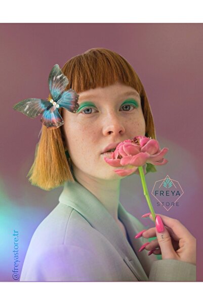 Freya 1 Adet 3D Büyük Mavi Kelebek Toka (10 cm)