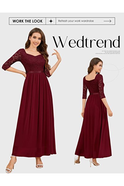 Wedtrend Women's Formal Dress 3/4 Sleeve Bridesmaid Maxi Evening Gown XS