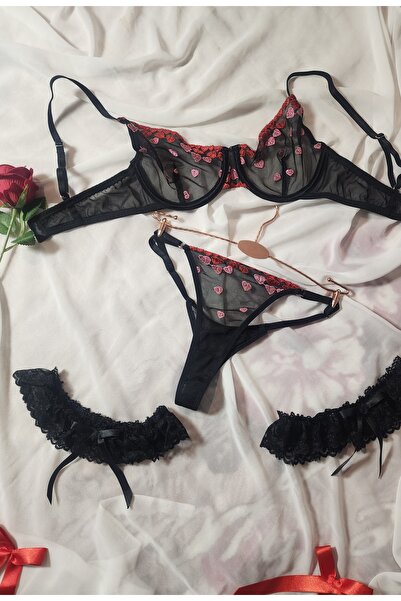 G&H UNDERWEAR Heart Leg Band Bra Set New Year Christmas Series