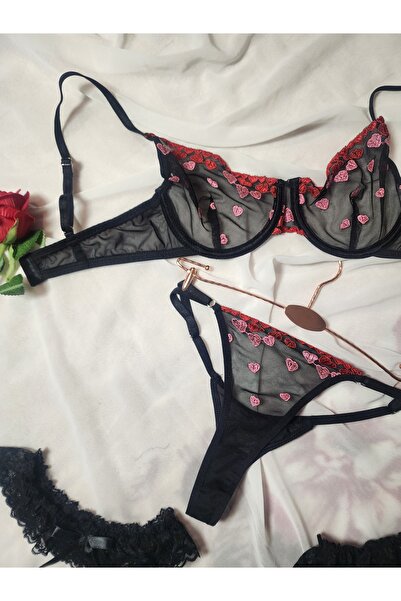 G&H UNDERWEAR Heart Leg Band Bra Set New Year Christmas Series