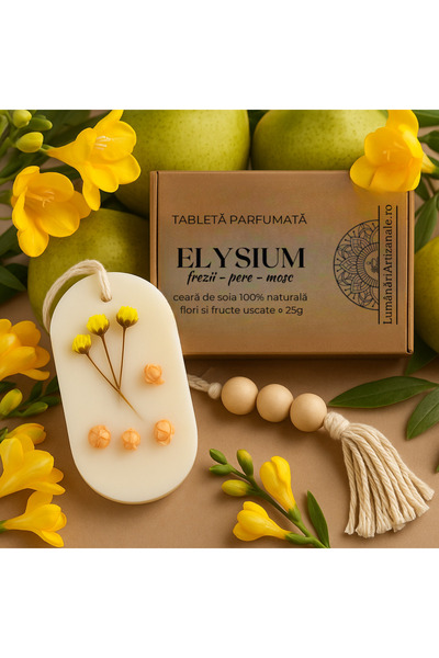 LumanariArtizanale.Ro Wardrobe Air Freshener, Scented Tablet, Elysium - Freesia, Pear, Musk, handmade in Romania