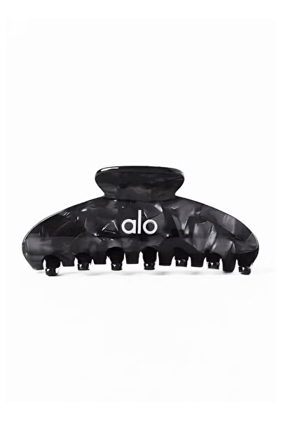 ALOCCO Alo Black Marble Hair Claw Clip - Large Size, Durable Acrylic & Brand Logo for Chic Hair Styling