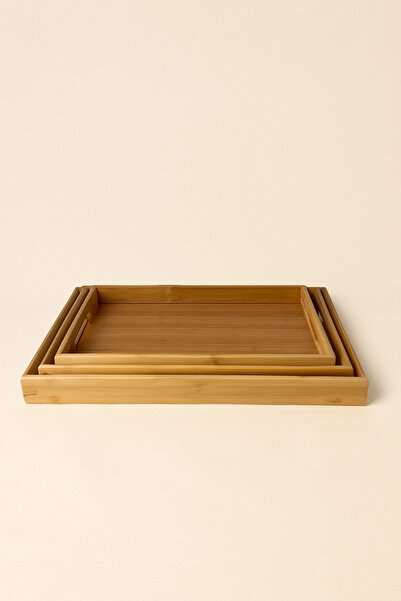 Mirilliahome Natural Bamboo 3-Piece Tray Set |   Serving and Presentation Tray – Kitchen & Breakfast Tray