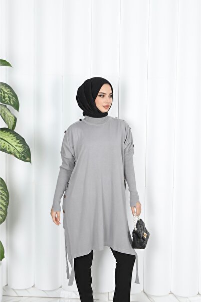 NİSUM MODA Button Detailed Mercerized Tunic