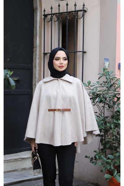NİSUM MODA Belted Cashmere Cape